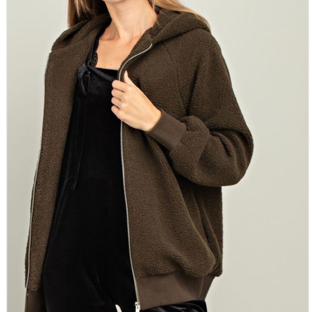 Fuzz Zip Up Pocket Hoodie